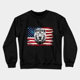 American flag and lion 4th of July USA Patriotic Crewneck Sweatshirt